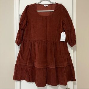Time and Tru Women's Cotton Corduroy Tiered Dress